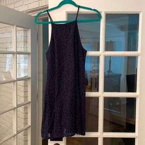 Navy lace a/line halter dress